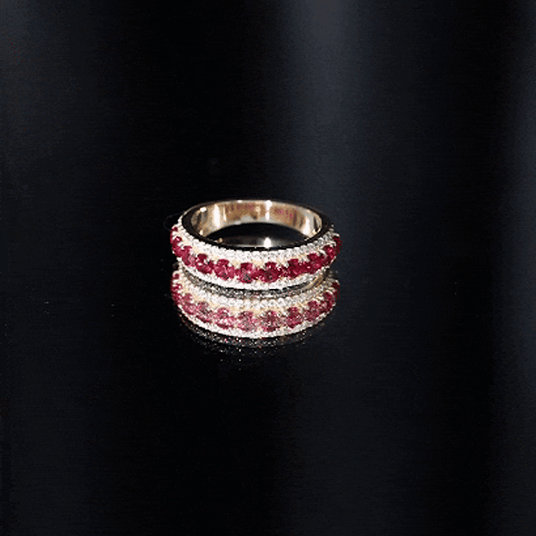 Lab Created Ruby and Diamond Wedding Anniversary Band with Certificate