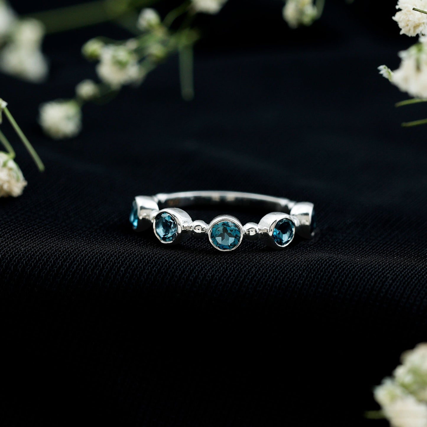 Bezel Set London Blue Topaz Semi Eternity Band