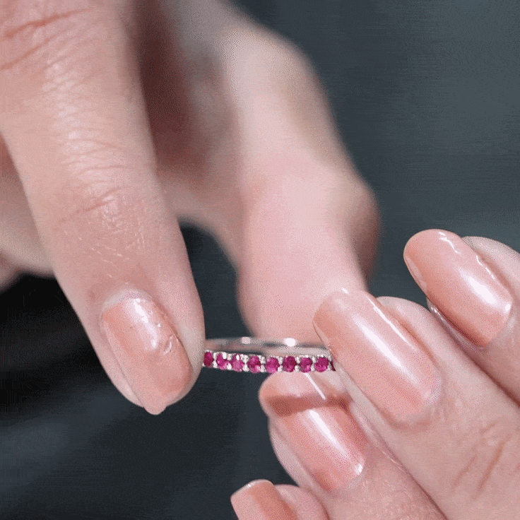 Genuine Ruby Half Eternity Stackable Ring for Women