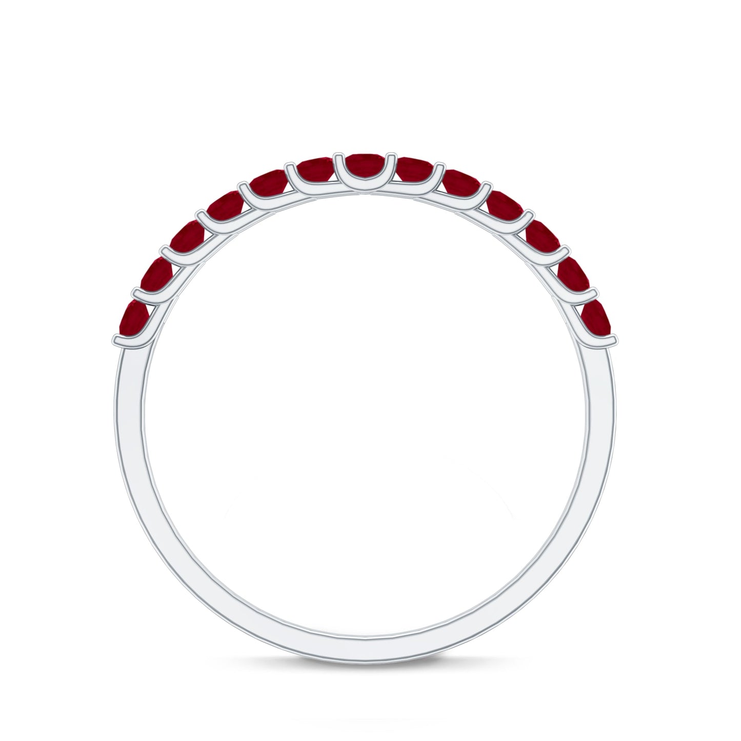 Genuine Ruby Half Eternity Stackable Ring for Women