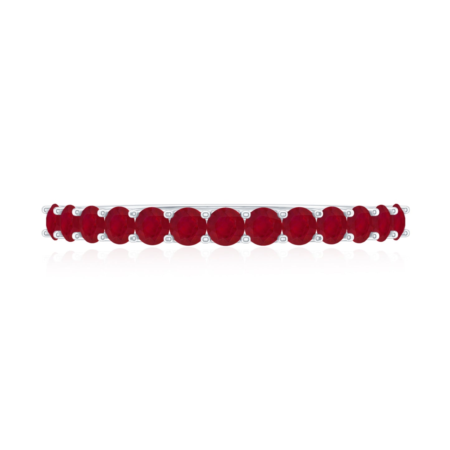 Genuine Ruby Half Eternity Stackable Ring for Women