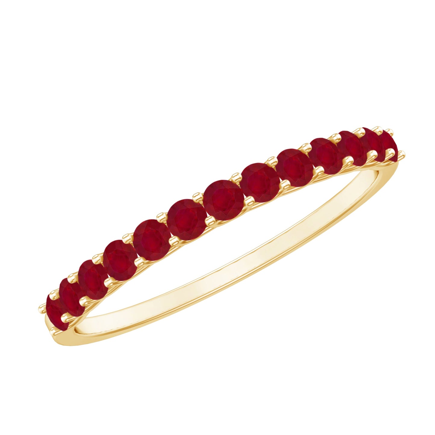 Genuine Ruby Half Eternity Stackable Ring for Women