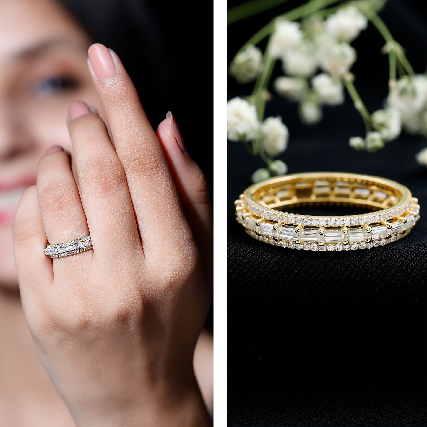 Certified Baguette Moissanite Eternity Wedding Band for Women