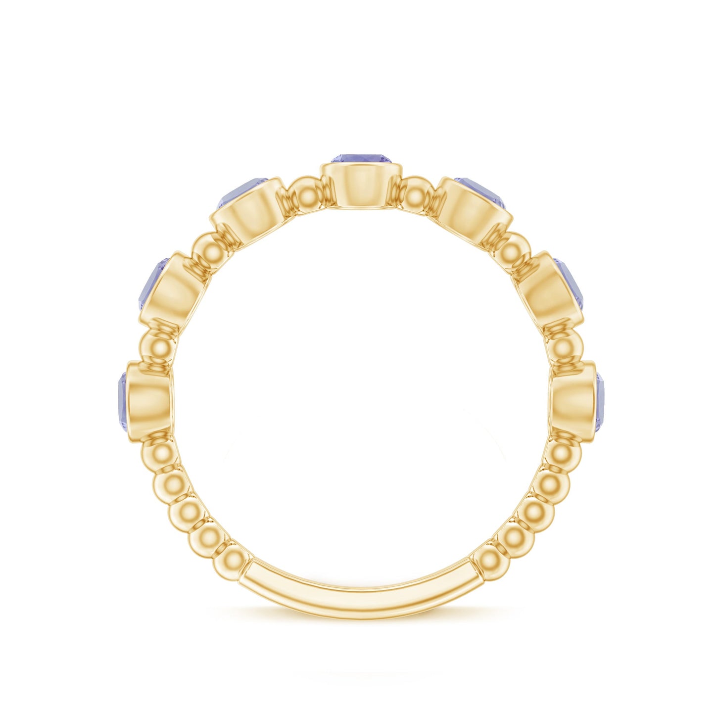 Natural Tanzanite Half Eternity Ring in Bezel Setting