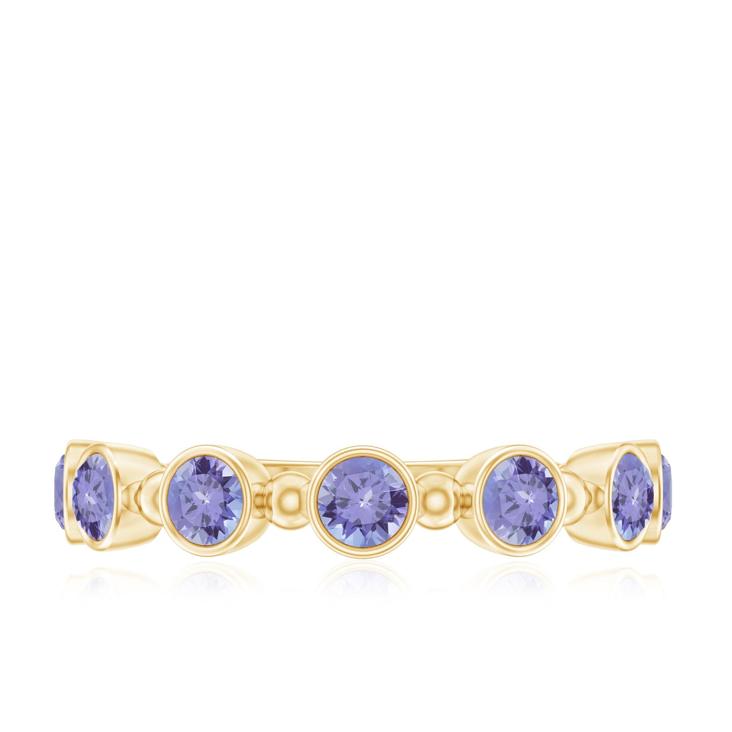 Natural Tanzanite Half Eternity Ring in Bezel Setting