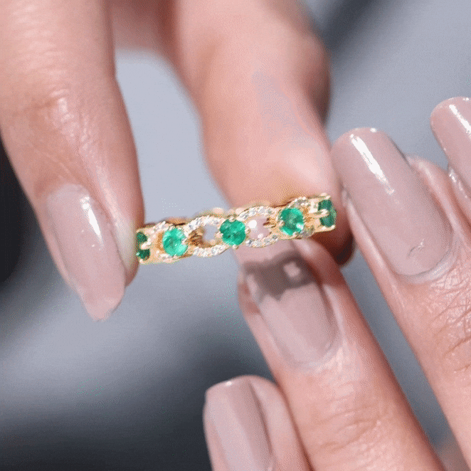 Designer Lab Grown Emerald Diamond Eternity Wedding Band