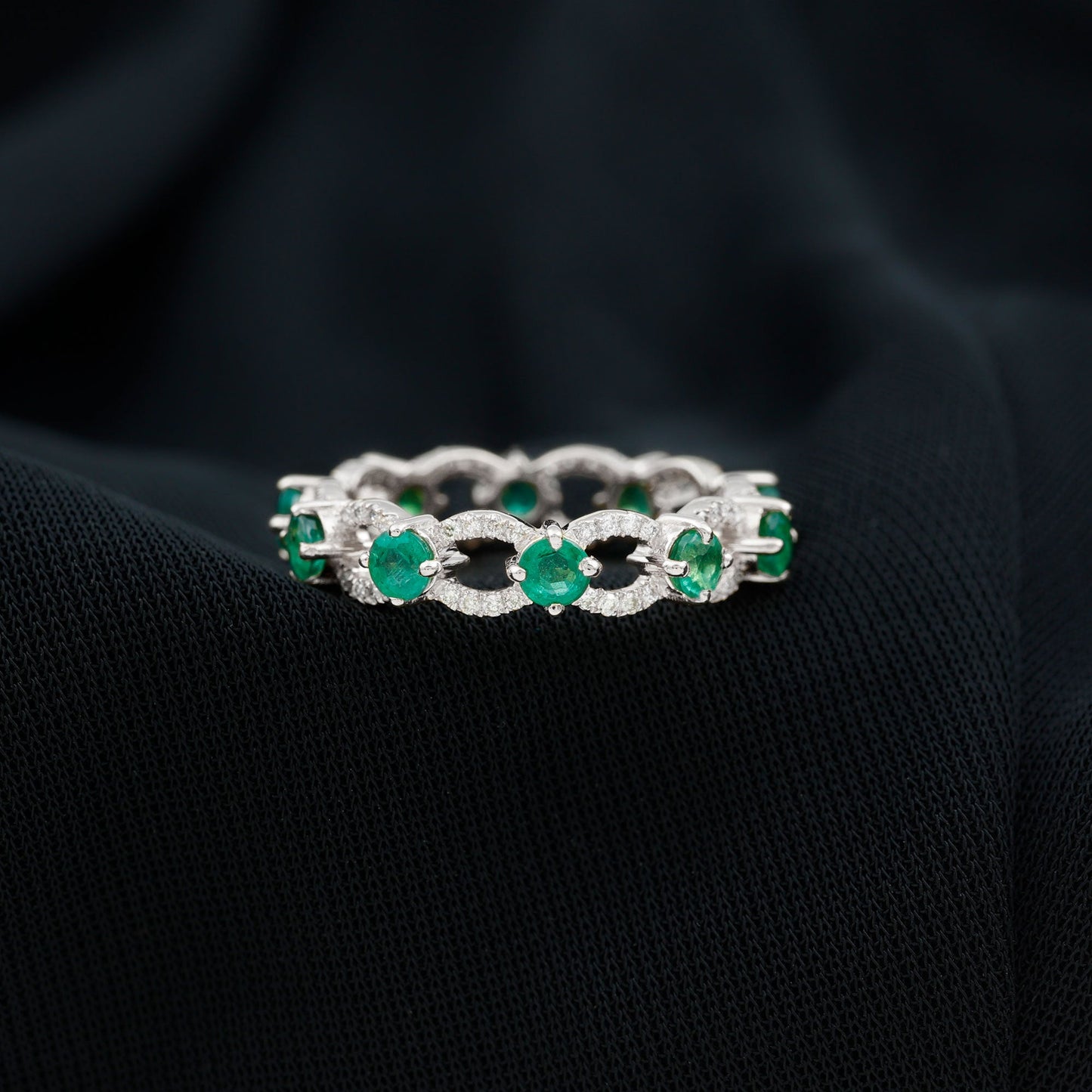 Designer Lab Grown Emerald Diamond Eternity Wedding Band