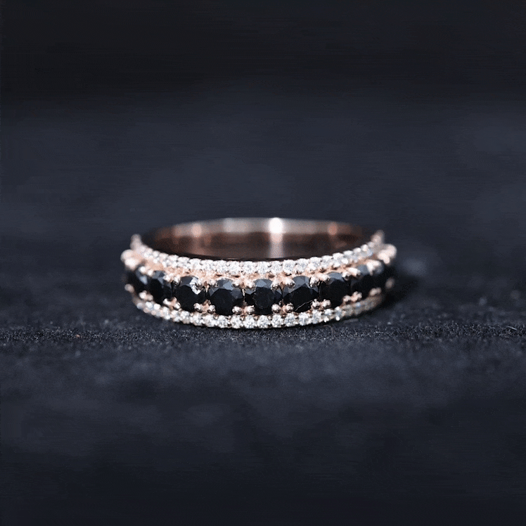 Certified Lab Grown Black and White Diamond Half Eternity Band Ring for Women