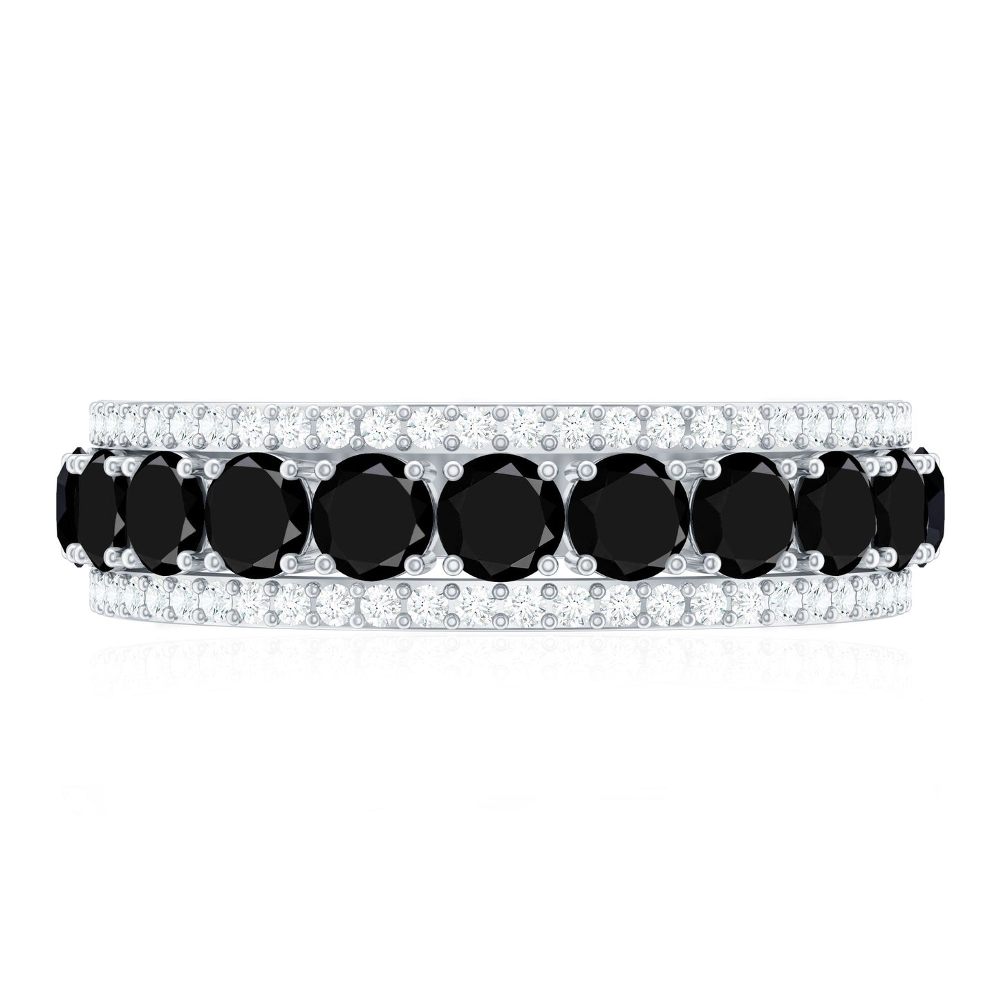 Certified Lab Grown Black and White Diamond Half Eternity Band Ring for Women