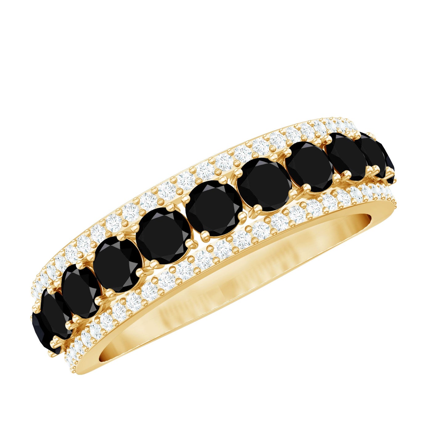Certified Lab Grown Black and White Diamond Half Eternity Band Ring for Women