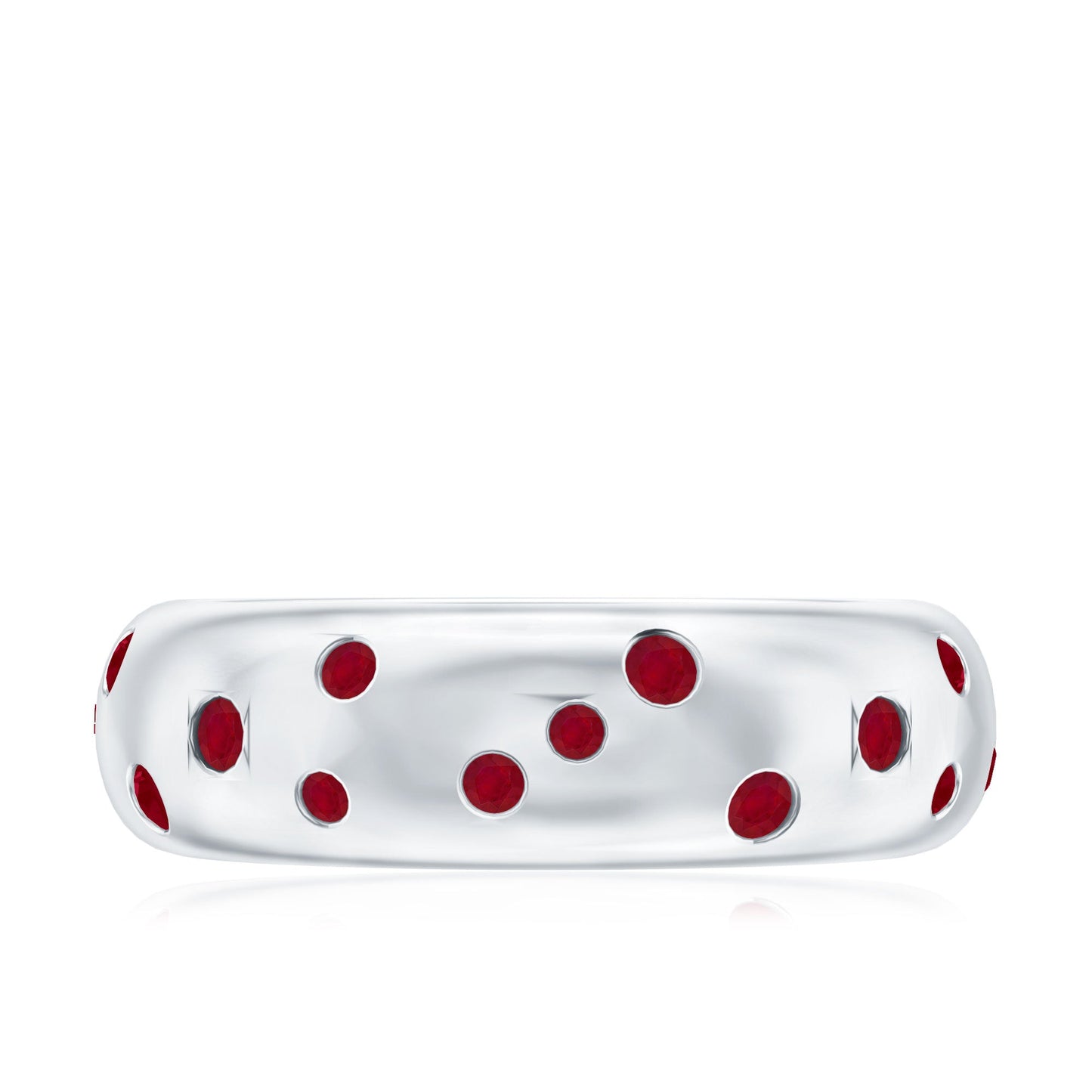 Natural Ruby Wide Wedding Band in Sterling Silver