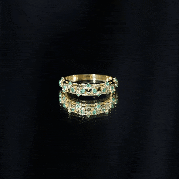 Natural Emerald Filigree Wedding Band for Women