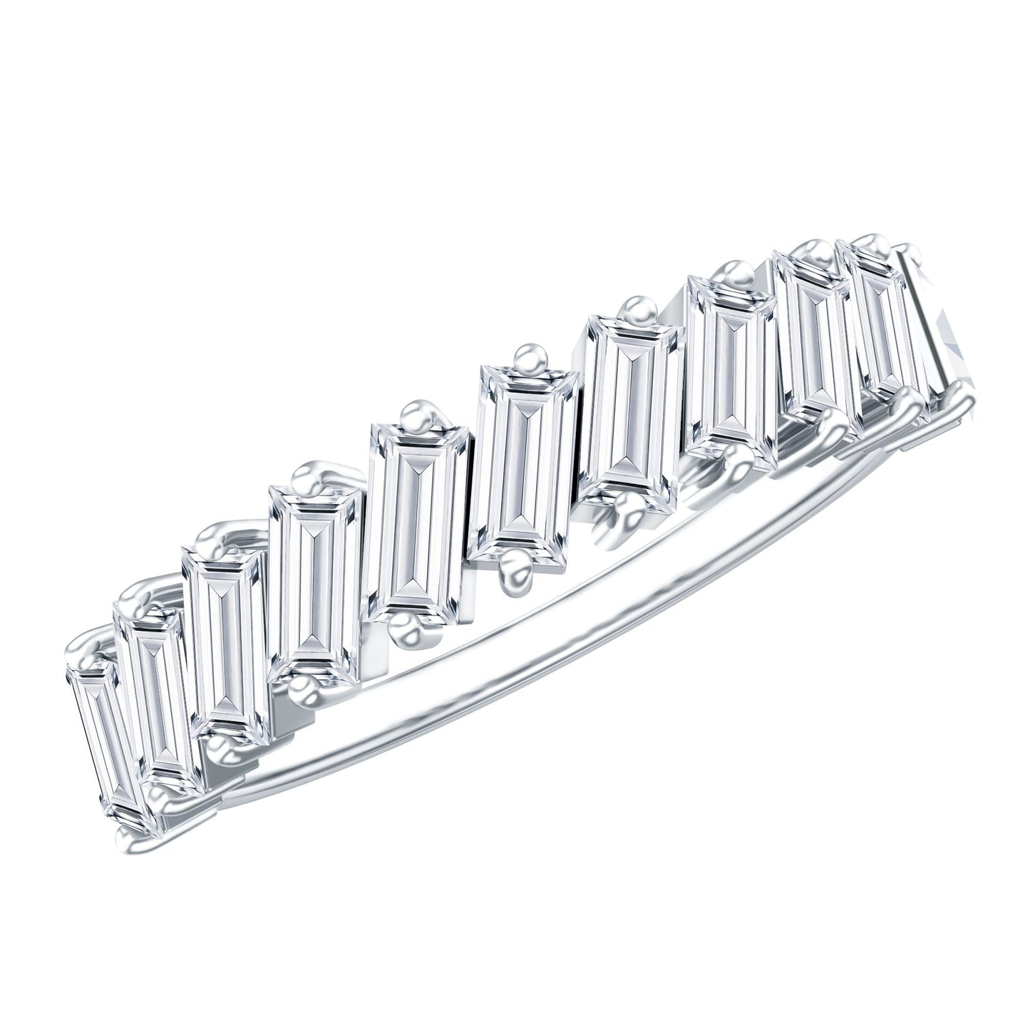 Certified Moissanite Baguette Cut Half Eternity Ring