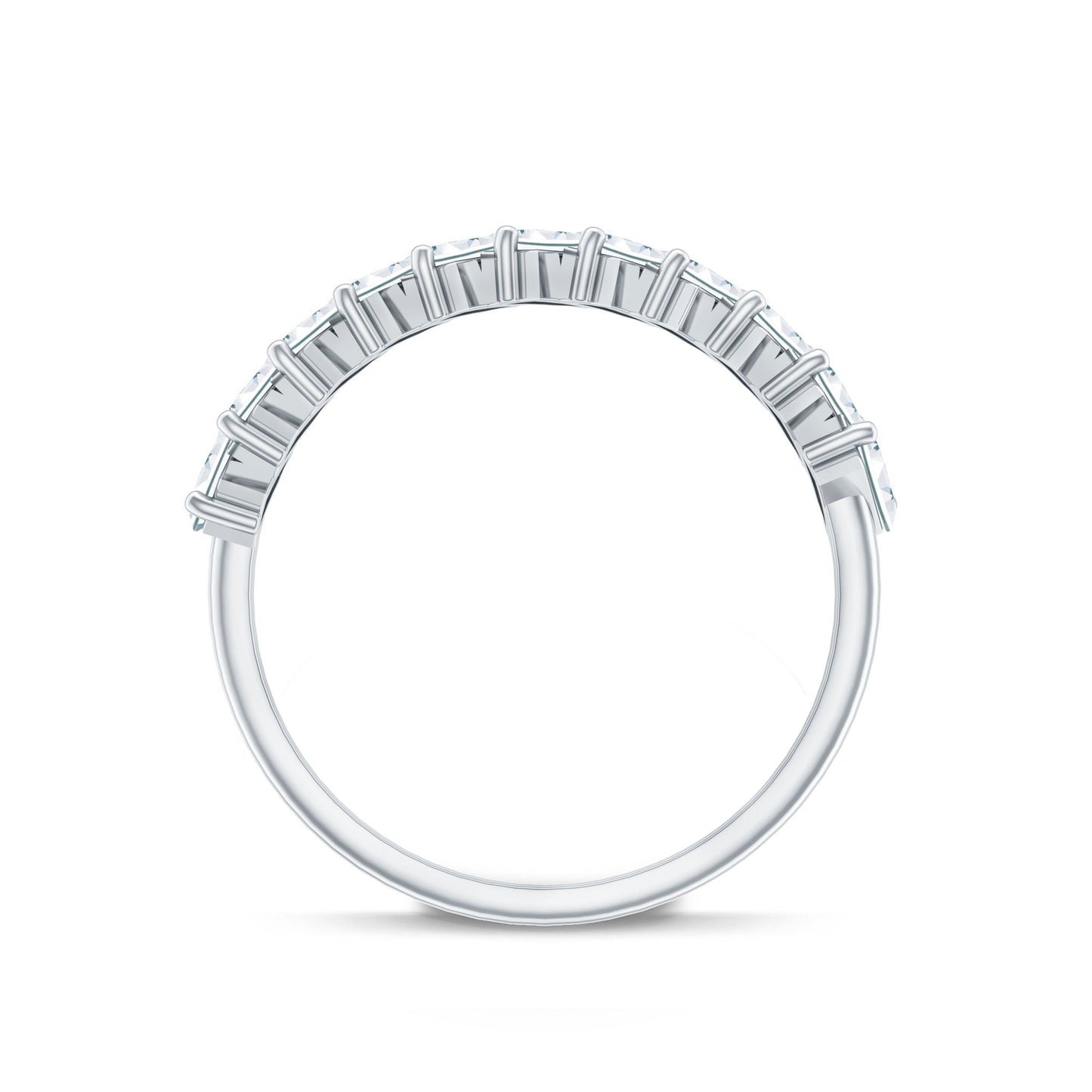 Certified Moissanite Baguette Cut Half Eternity Ring
