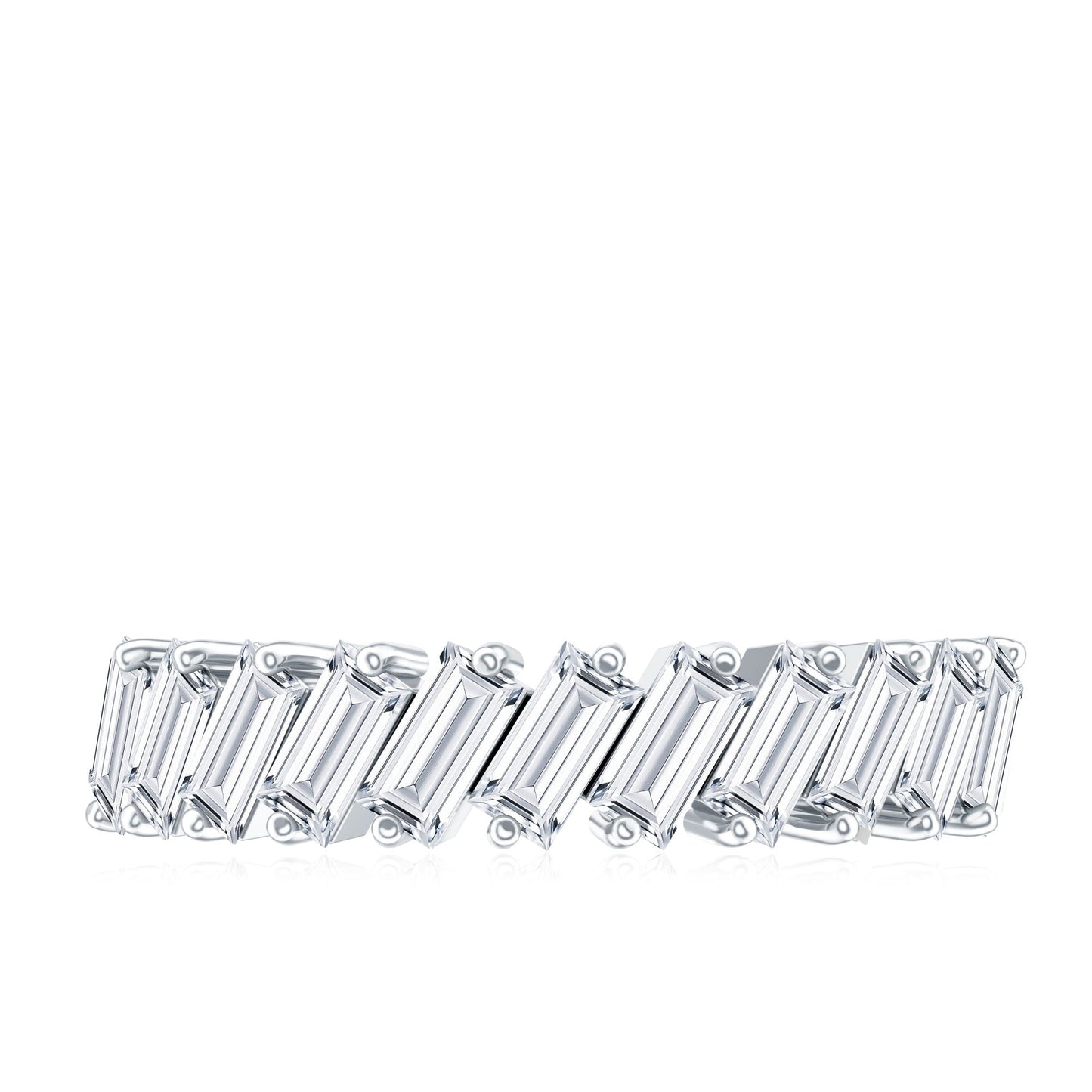 Certified Moissanite Baguette Cut Half Eternity Ring