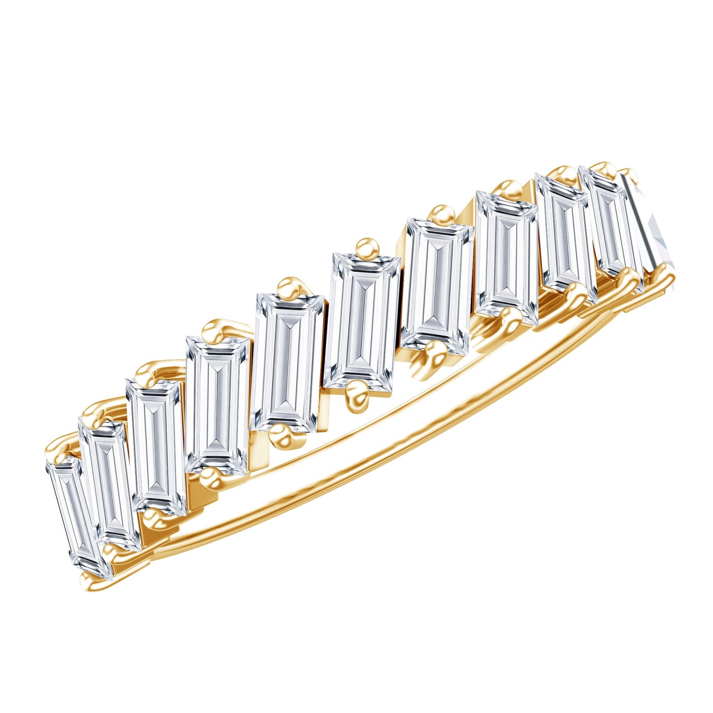 Certified Moissanite Baguette Cut Half Eternity Ring