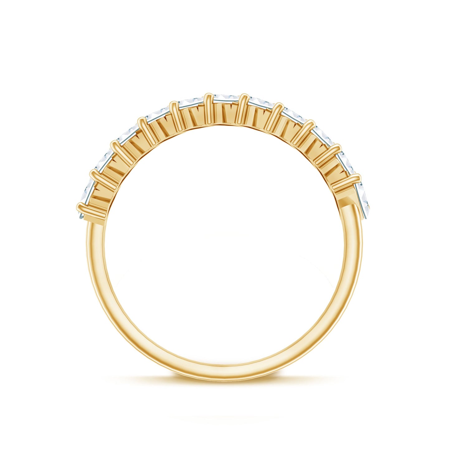 Certified Moissanite Baguette Cut Half Eternity Ring