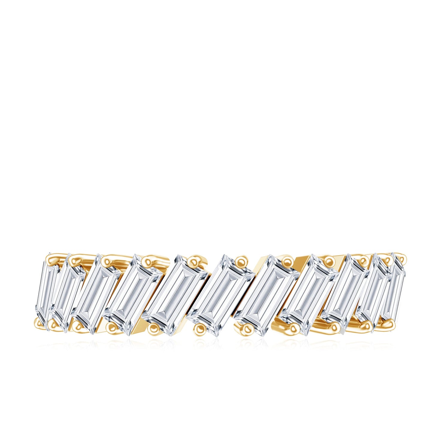 Certified Moissanite Baguette Cut Half Eternity Ring