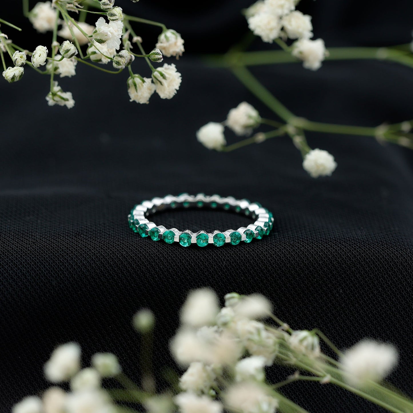Certified Emerald Floating Eternity Band for Women