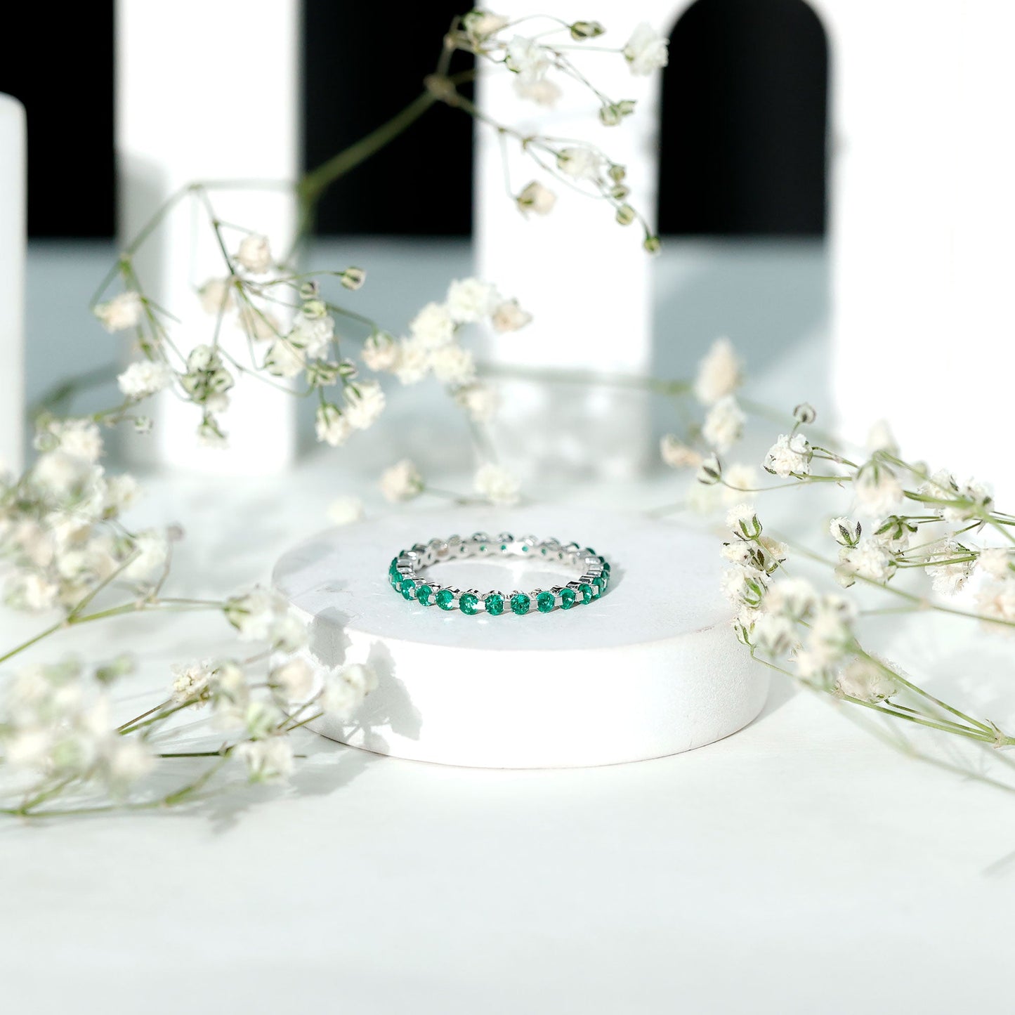 Certified Emerald Floating Eternity Band for Women
