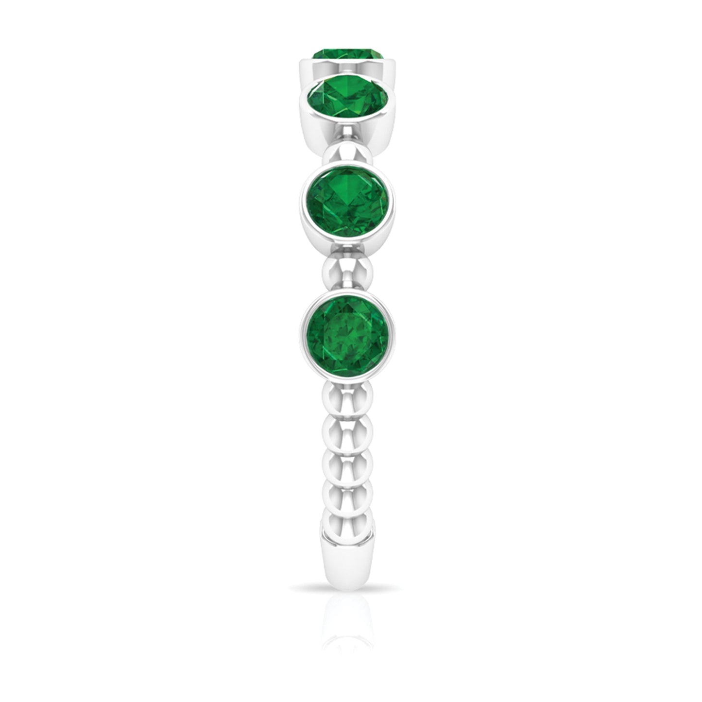 Bezel Set Lab Grown Emerald 7 Stone Half Eternity Ring with Certificate