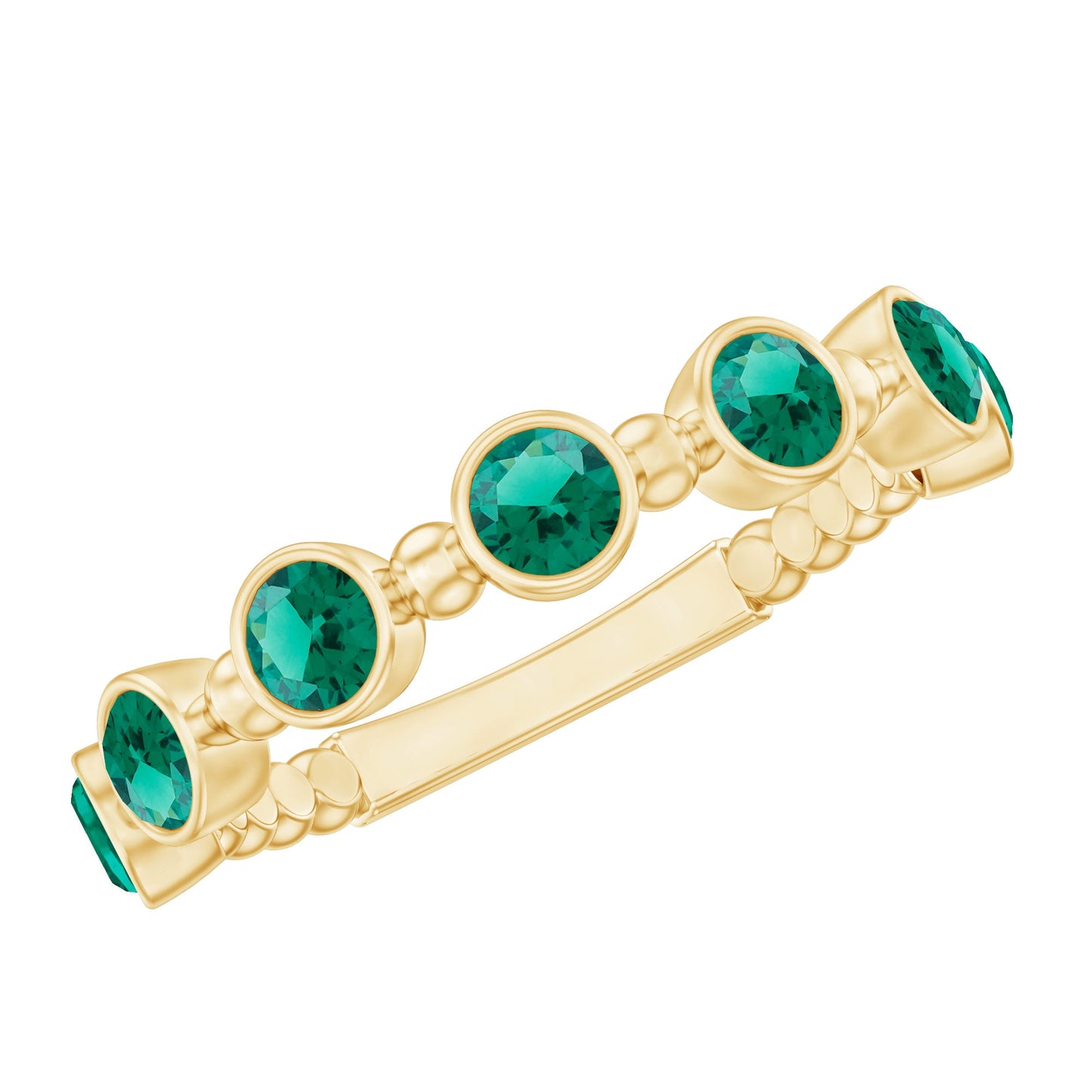 Bezel Set Lab Grown Emerald 7 Stone Half Eternity Ring with Certificate