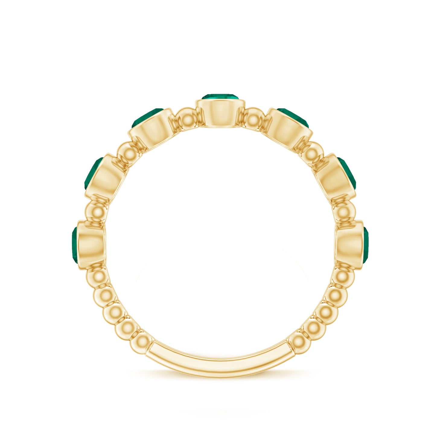Bezel Set Lab Grown Emerald 7 Stone Half Eternity Ring with Certificate