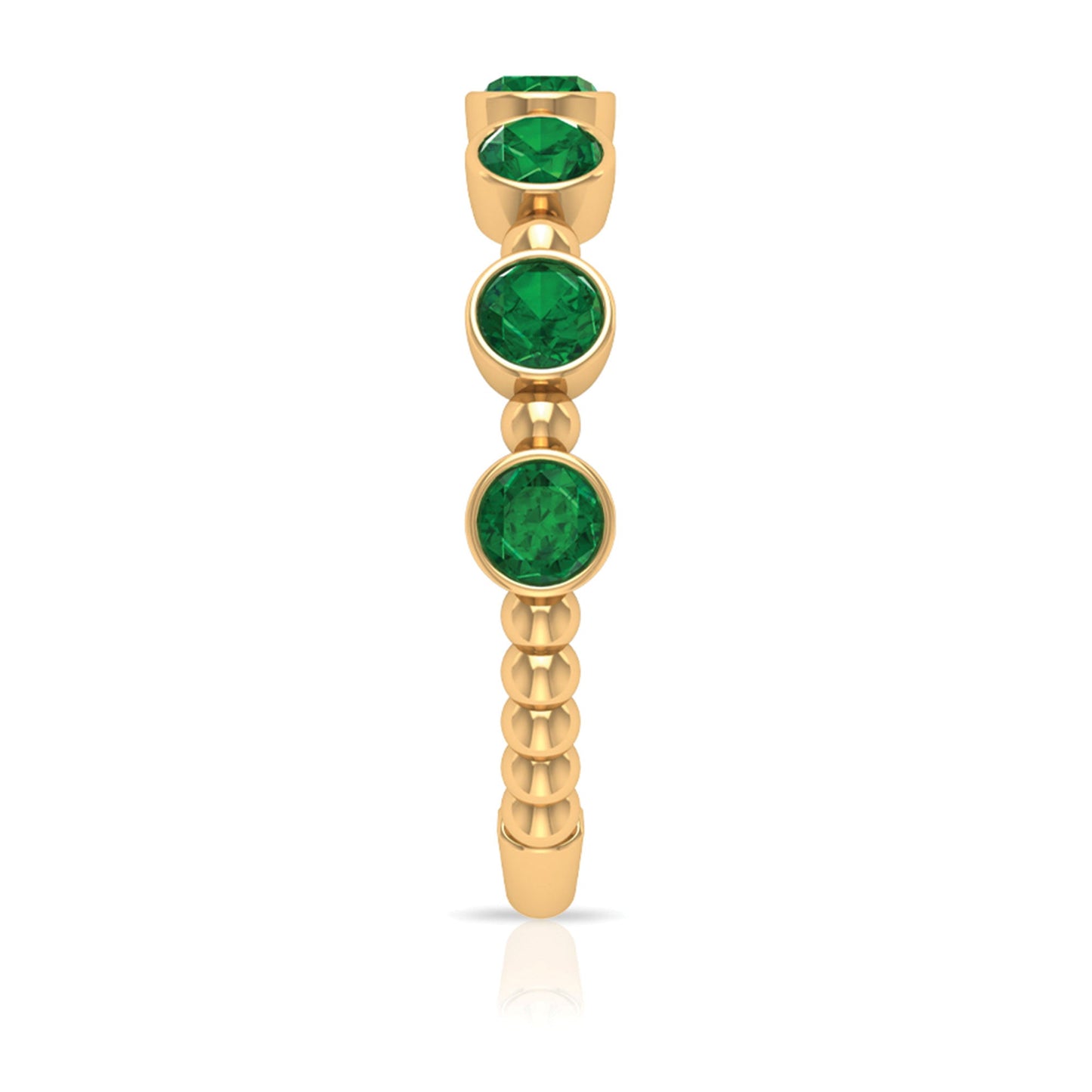 Bezel Set Lab Grown Emerald 7 Stone Half Eternity Ring with Certificate
