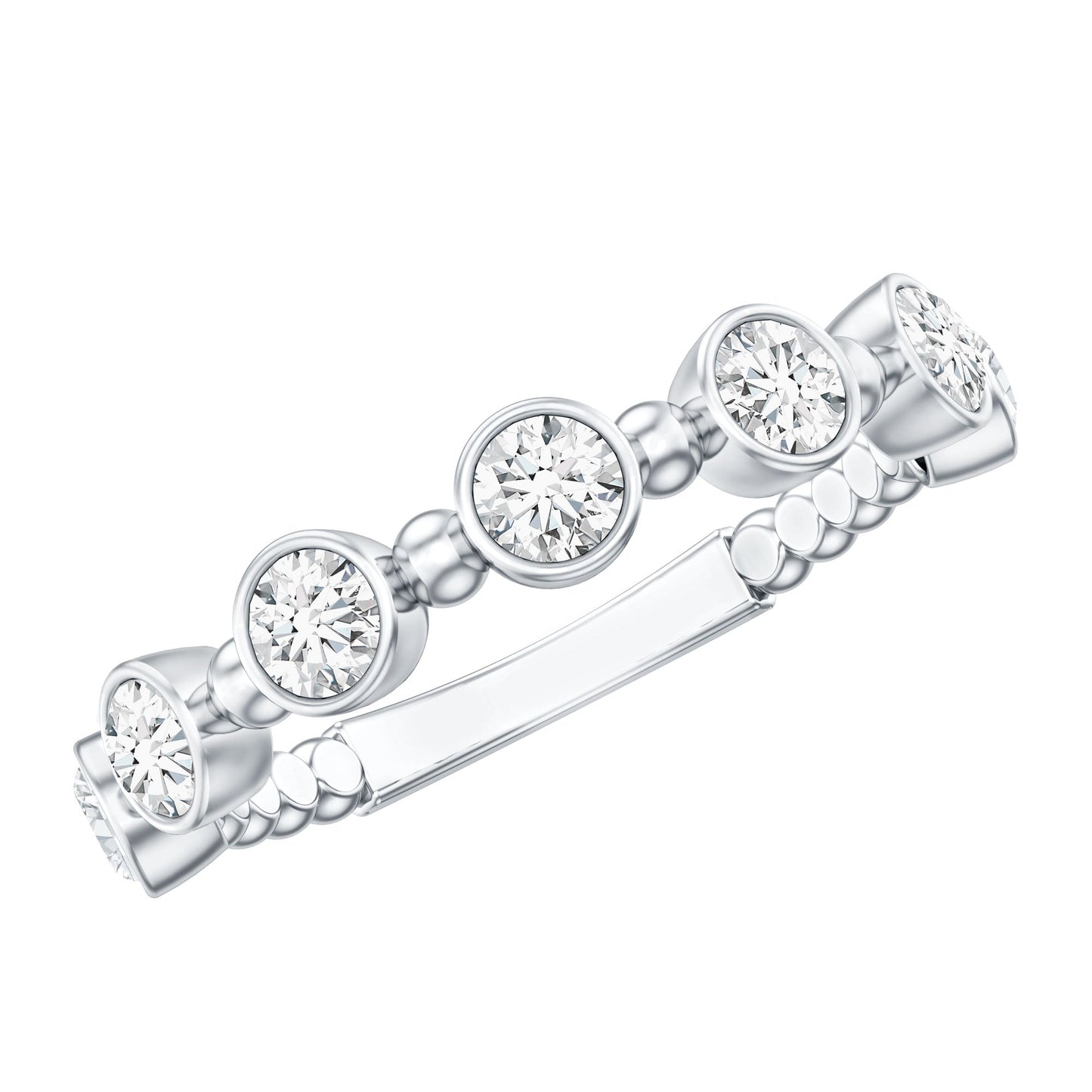 Bezel Set Moissanite Stackable Anniversary Band Ring