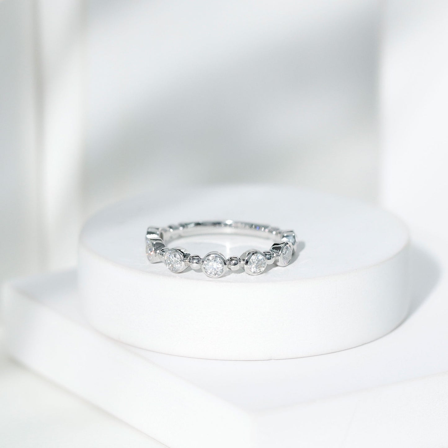 Bezel Set Moissanite Stackable Anniversary Band Ring