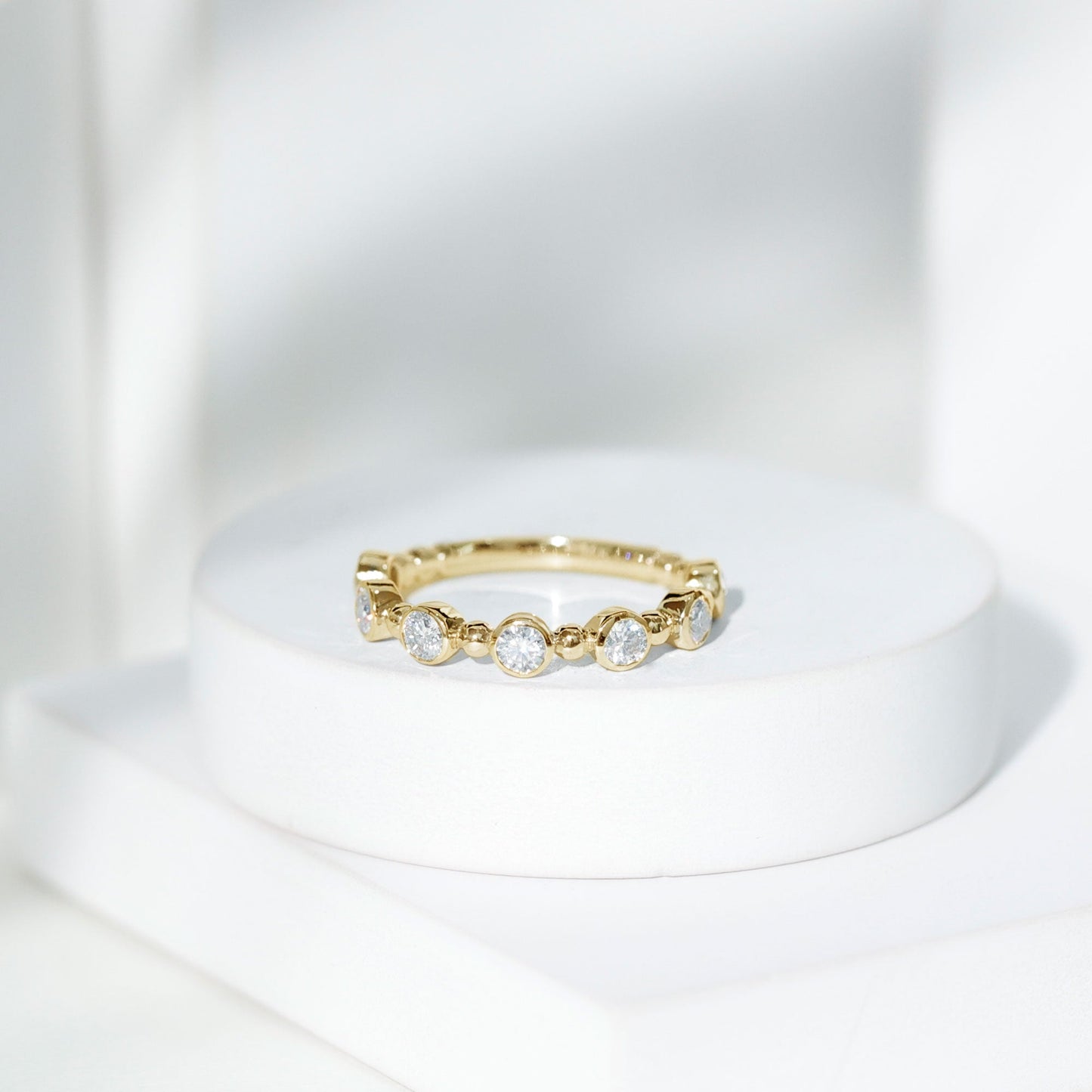 Bezel Set Moissanite Stackable Anniversary Band Ring