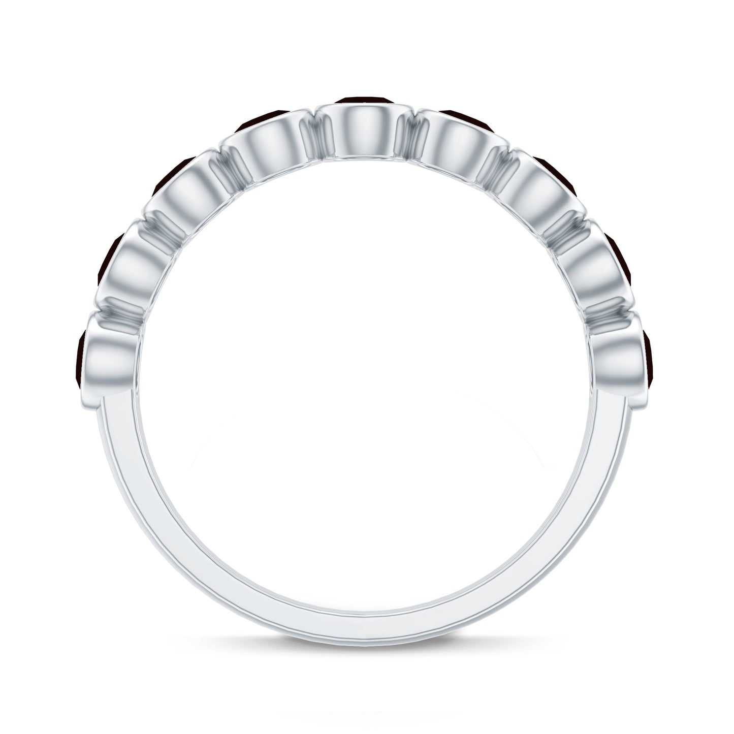 Certified Real Garnet Half Eternity Ring in Bezel Setting