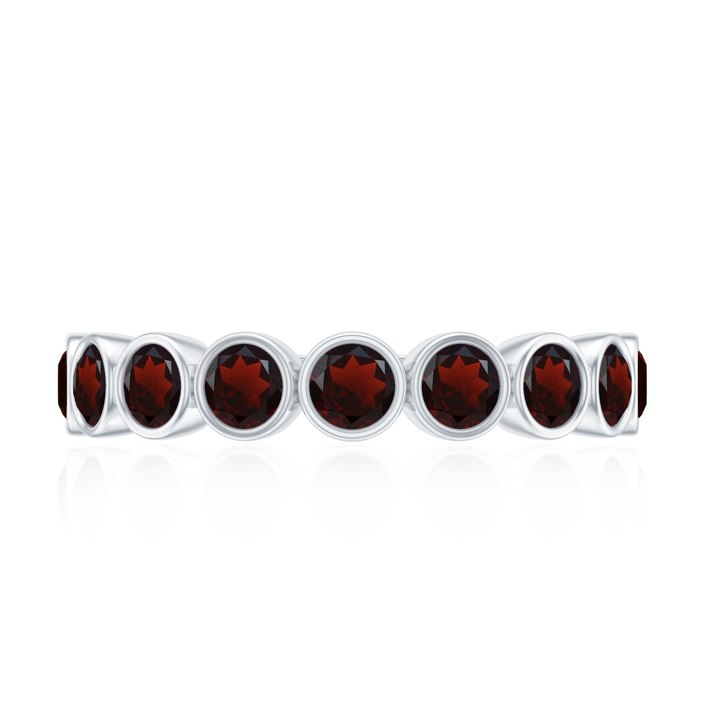 Certified Real Garnet Half Eternity Ring in Bezel Setting