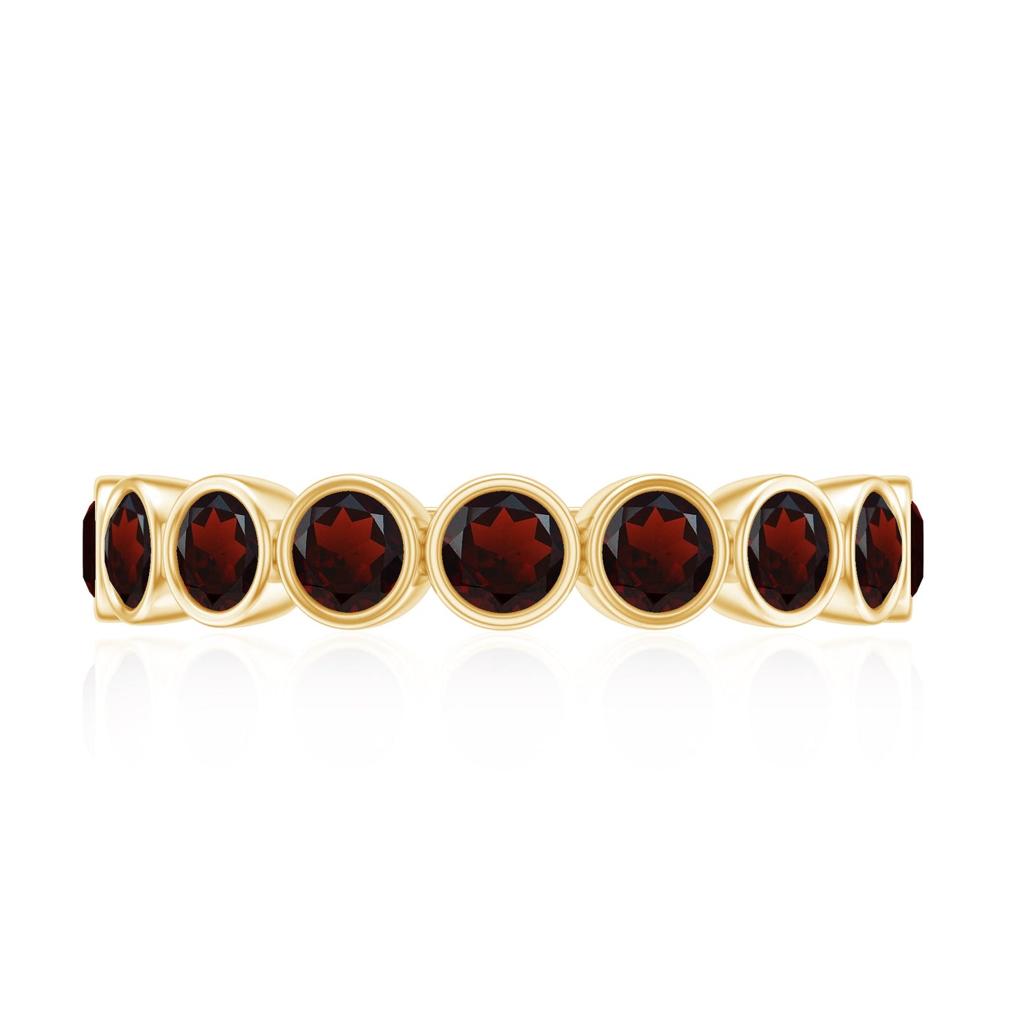 Certified Real Garnet Half Eternity Ring in Bezel Setting