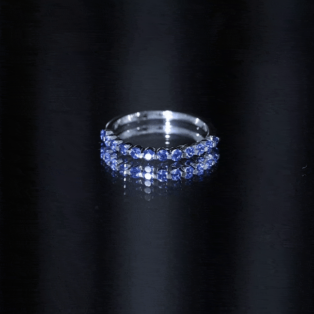 Certified Lab Grown Blue Sapphire Half Eternity Ring for Women