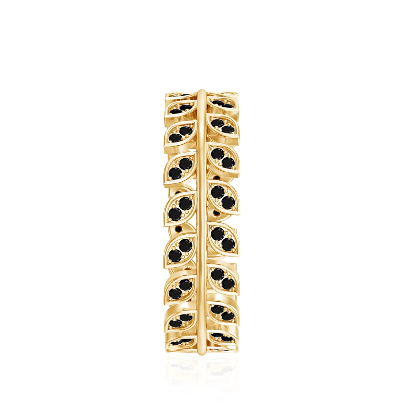 Real Black Onyx Leaf Wedding Band for Women