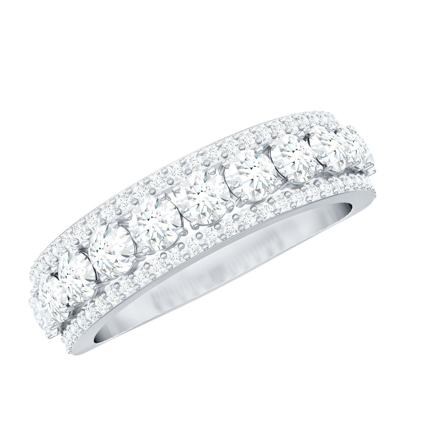 Certified Moissanite Wedding Anniversary Band Ring for Women