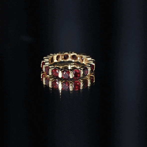 Natural Bar Set Garnet Eternity Ring for Anniversary