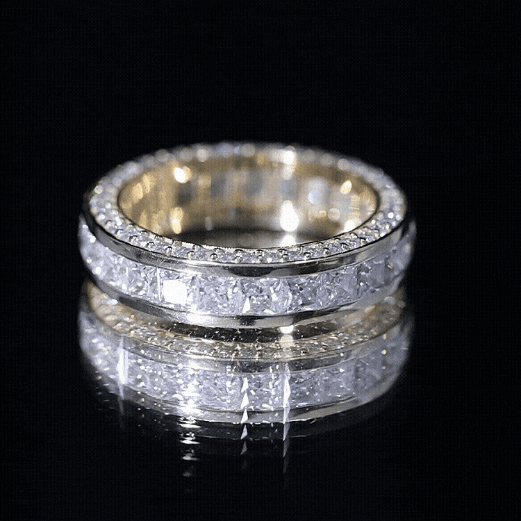 Channel Set Moissanite Princess Cut Wedding Band
