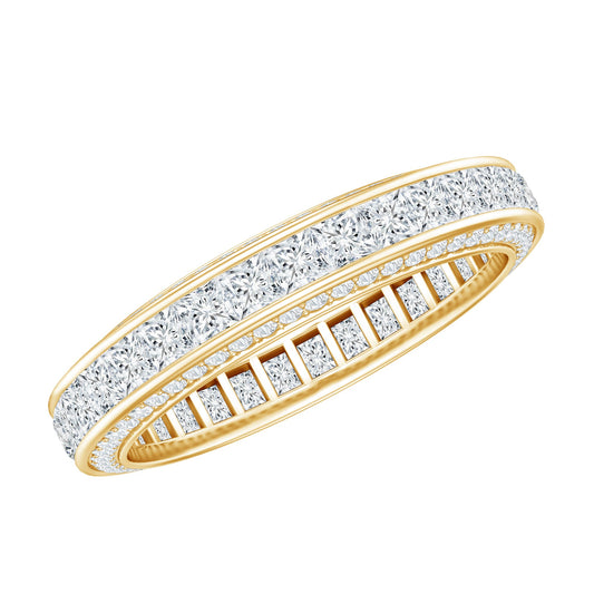Channel Set Moissanite Princess Cut Wedding Band