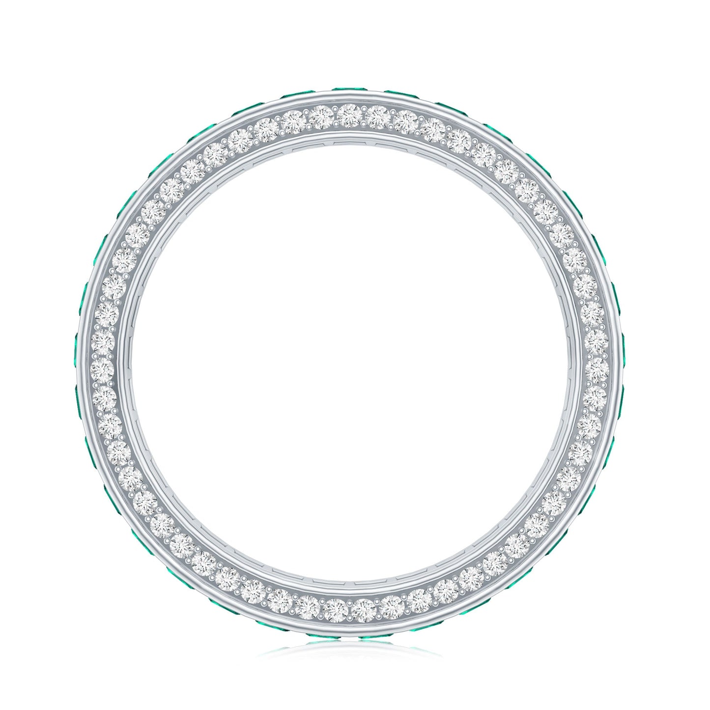 Certified Princess Cut Lab Grown Emerald Eternity Wedding Band in Channel Setting