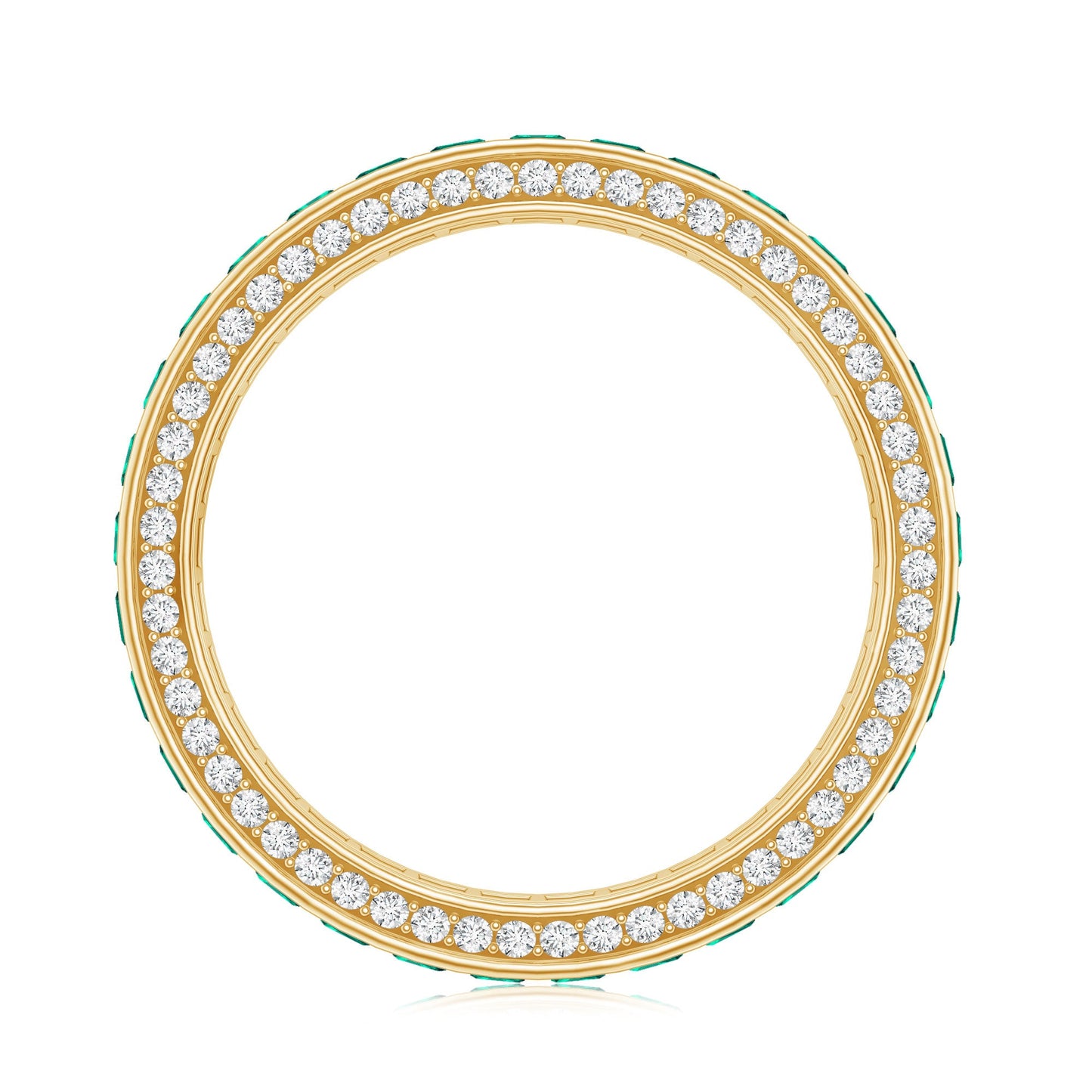 Certified Princess Cut Lab Grown Emerald Eternity Wedding Band in Channel Setting