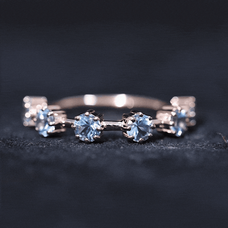 Natural Certified Aquamarine Promise Ring For Her