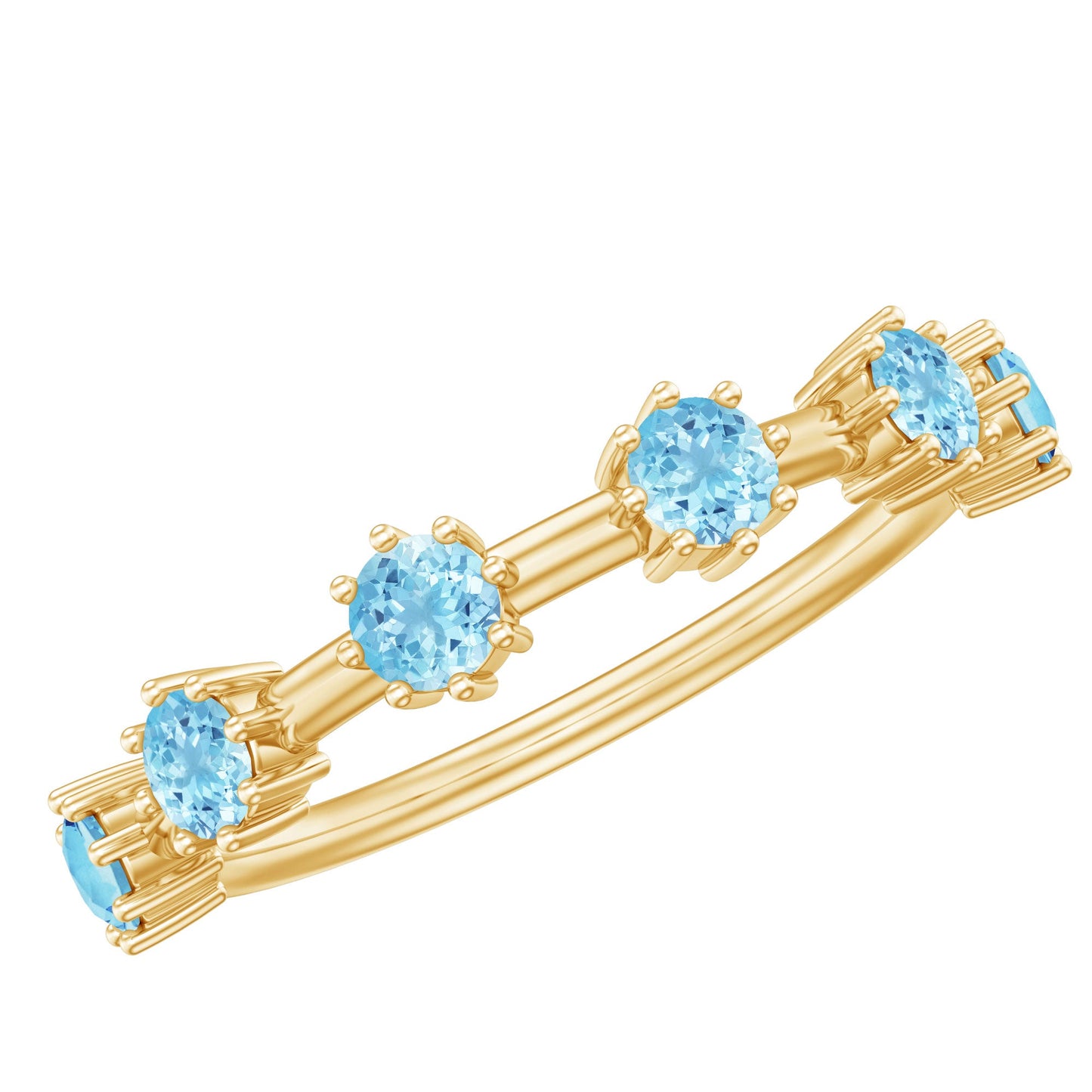 Natural Certified Aquamarine Promise Ring For Her