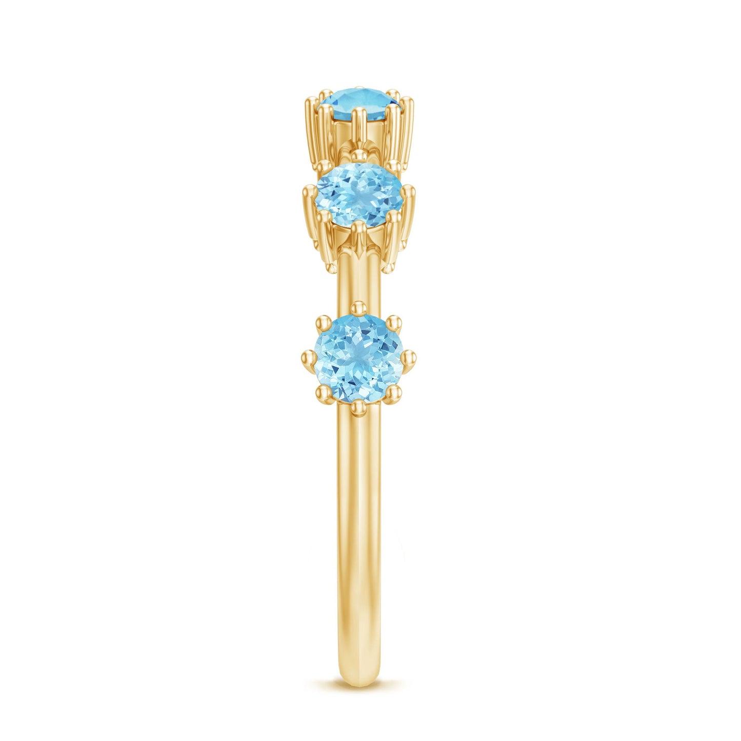 Natural Certified Aquamarine Promise Ring For Her