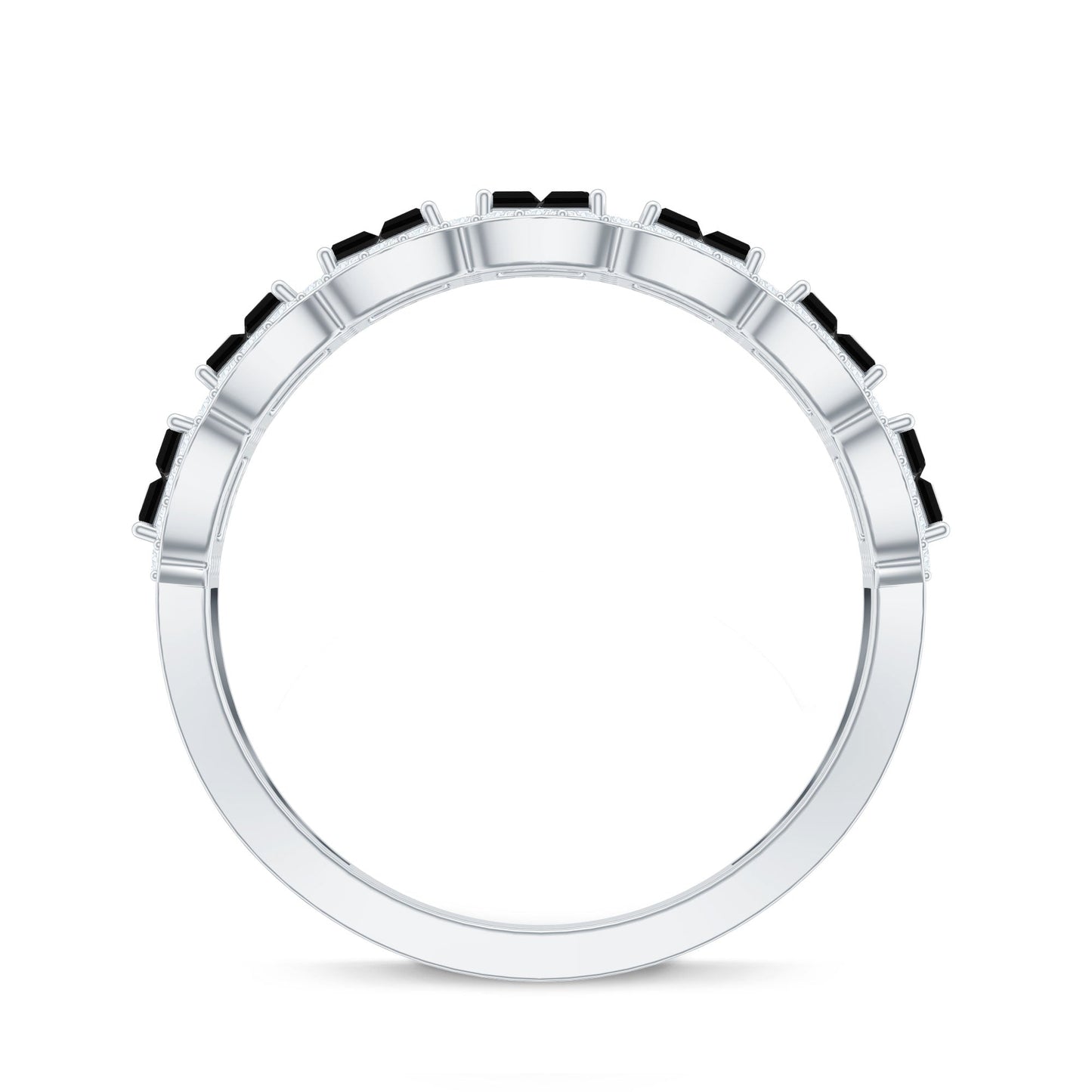 Baguette Cut Lab Grown Black and White Diamond Half Eternity Band