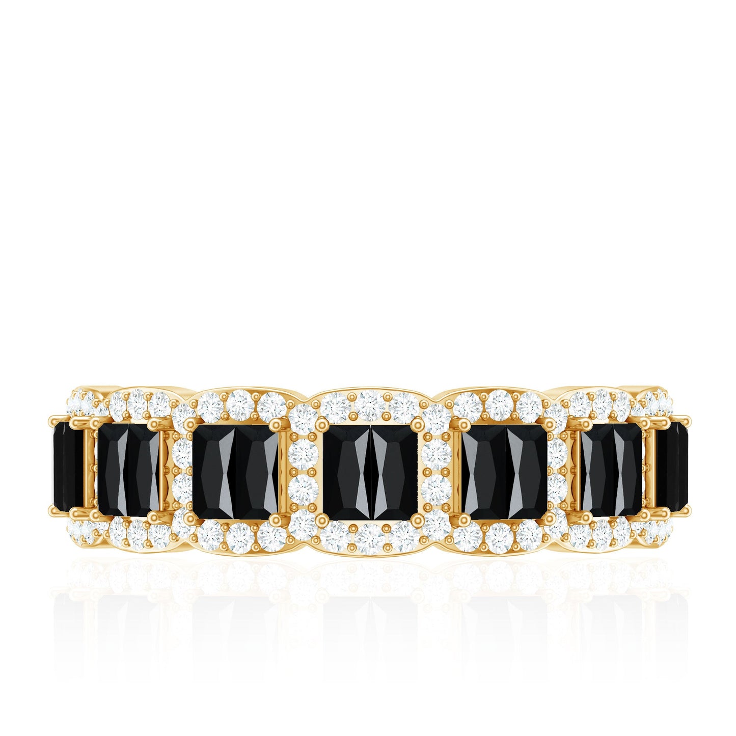 Baguette Cut Lab Grown Black and White Diamond Half Eternity Band