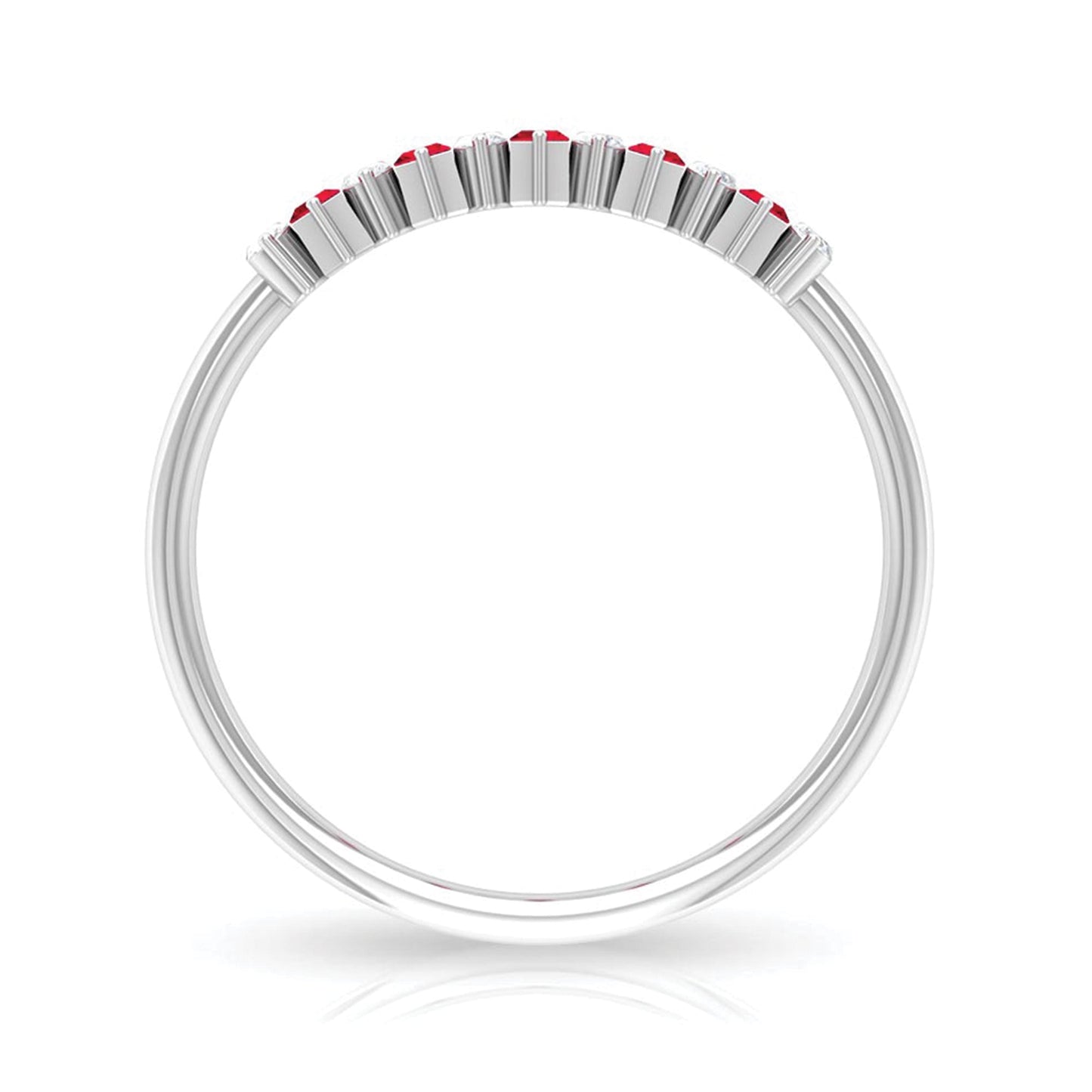 Minimalist Lab Created Ruby and Diamond Cluster Promise Ring
