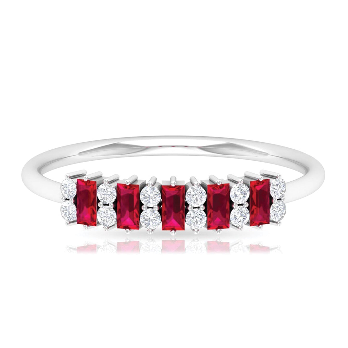 Minimalist Lab Created Ruby and Diamond Cluster Promise Ring