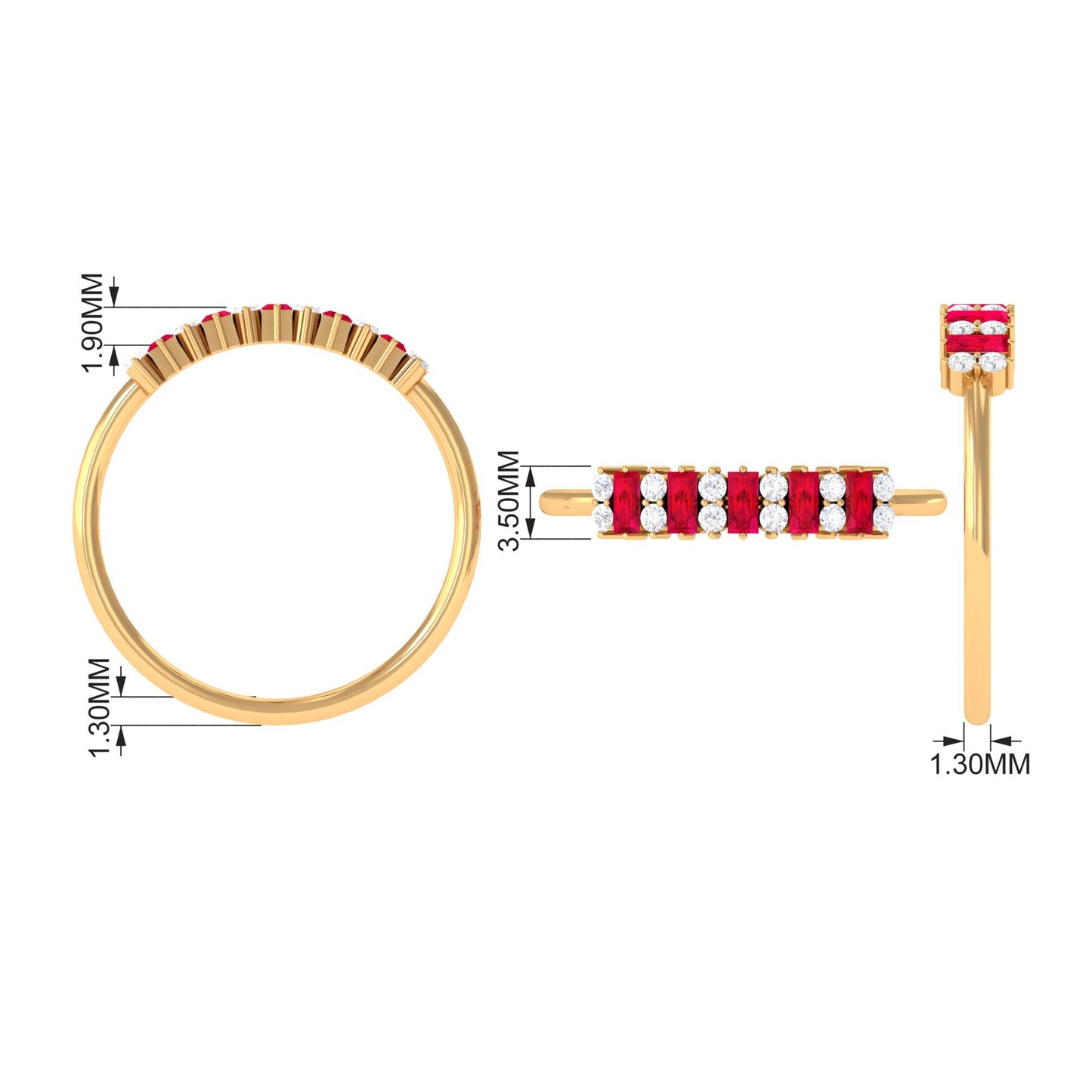 Minimalist Lab Created Ruby and Diamond Cluster Promise Ring